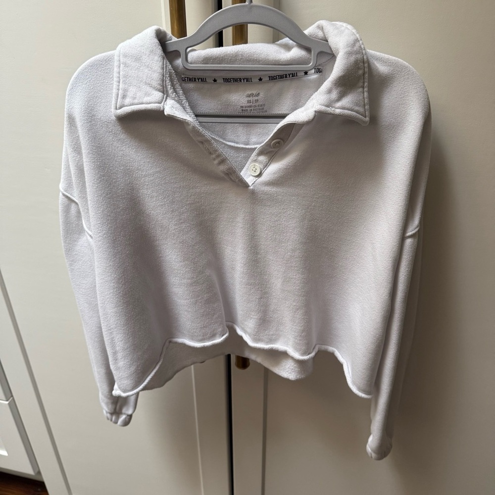 Aerie Classic White Button-Up Polo